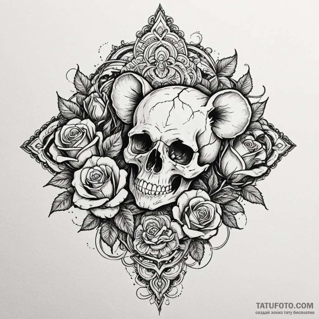 Rat, ink illustration for tattoo, on a clean... - эскиз тату (№1749937399_0, 14.06.2025 21:43) — Tatufoto.com