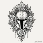 Mandalorian helmet, reflecting a twin-sun sun… — эскиз тату (№1749937736_0, 14.06.2025 21:48) — Tatufoto.com