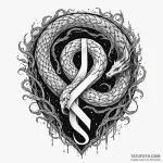 Night serpent devouring rune, ink illustratio… — эскиз тату (№1749938490_0, 14.06.2025 22:01) — Tatufoto.com