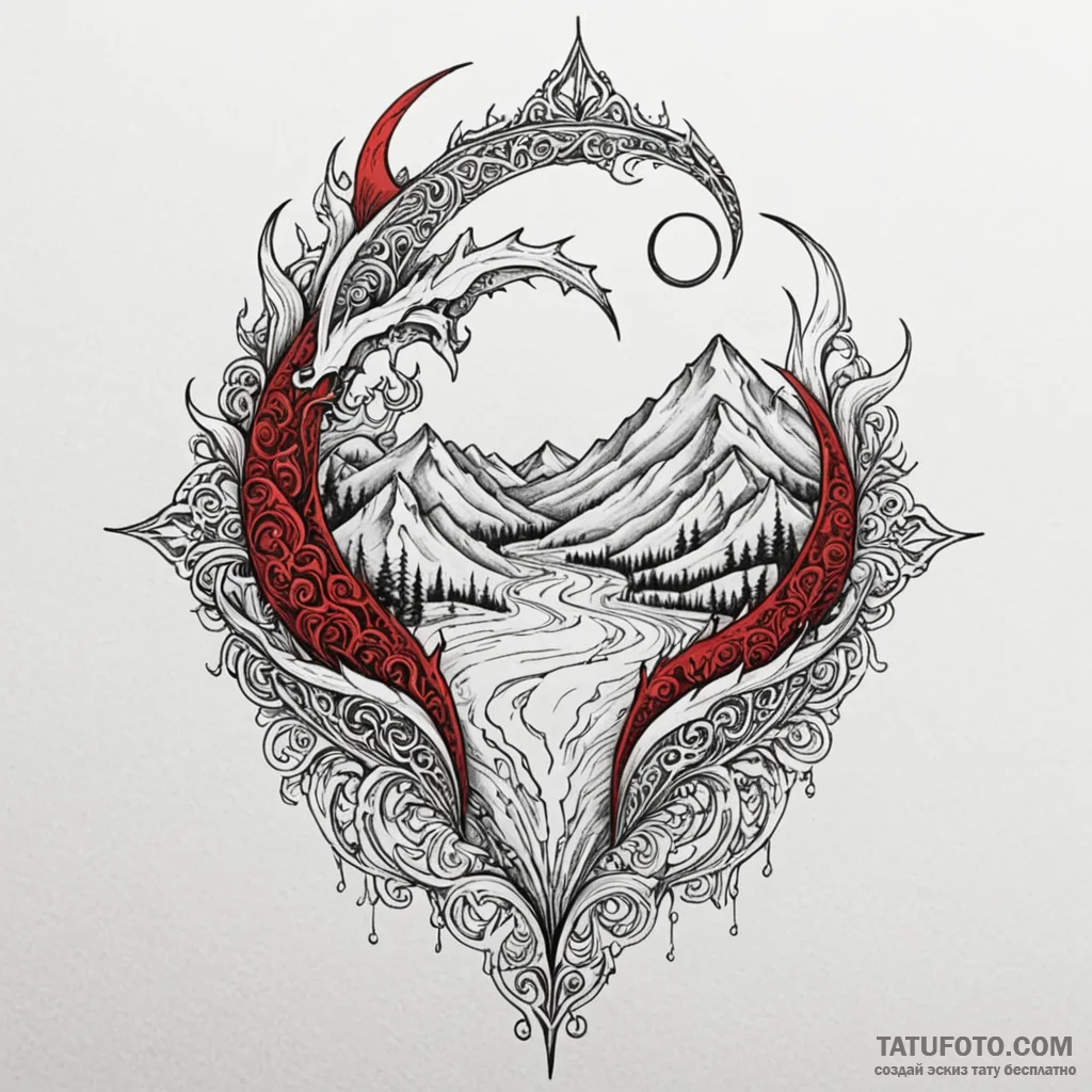 Ice fang beneath spectral sky, concept art fo... - эскиз тату (№1749938627_0, 14.06.2025 22:03) — Tatufoto.com