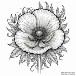 A poppy flower field, artistic tattoo sketch,… — эскиз тату (№1749939577_0, 14.06.2025 22:19) — Tatufoto.com