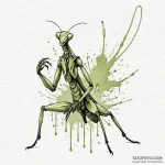 A praying mantis in a martial arts pose, conc… — эскиз тату (№1749941483_0, 14.06.2025 22:51) — Tatufoto.com