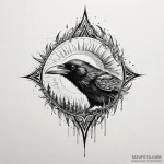 Raven eye burning through mist, tattoo sketch… — эскиз тату (№1749942365_0, 14.06.2025 23:06) — Tatufoto.com