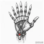 Robotic hand and a human hand about to touch,… — эскиз тату (№1749944163_0, 14.06.2025 23:36) — Tatufoto.com