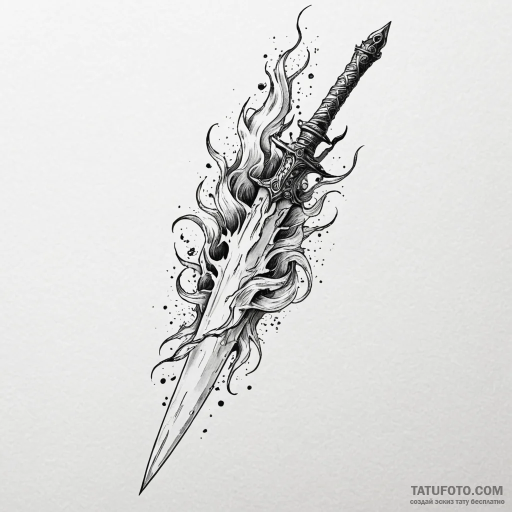 Haunted dagger devouring celestial flame, tat... - эскиз тату (№1749944233_0, 14.06.2025 23:37) — Tatufoto.com