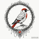 A whimsical bird looking in a mirror, curious… — эскиз тату (№1749944647_0, 14.06.2025 23:44) — Tatufoto.com