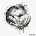 Astral projection of a woman’s silhouette lea… — эскиз тату (№1749945115_0, 14.06.2025 23:51) — Tatufoto.com