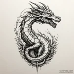Fossil of a dragon embedded in stone, tattoo… — эскиз тату (№1749949264_0, 15.06.2025 01:01) — Tatufoto.com