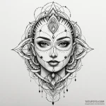Broken mask releasing shadow, ink illustratio… — эскиз тату (№1749949333_0, 15.06.2025 01:02) — Tatufoto.com