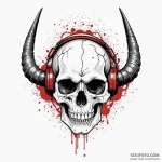 Atomic skull with digital horns, artistic tat… — эскиз тату (№1749949603_0, 15.06.2025 01:06) — Tatufoto.com