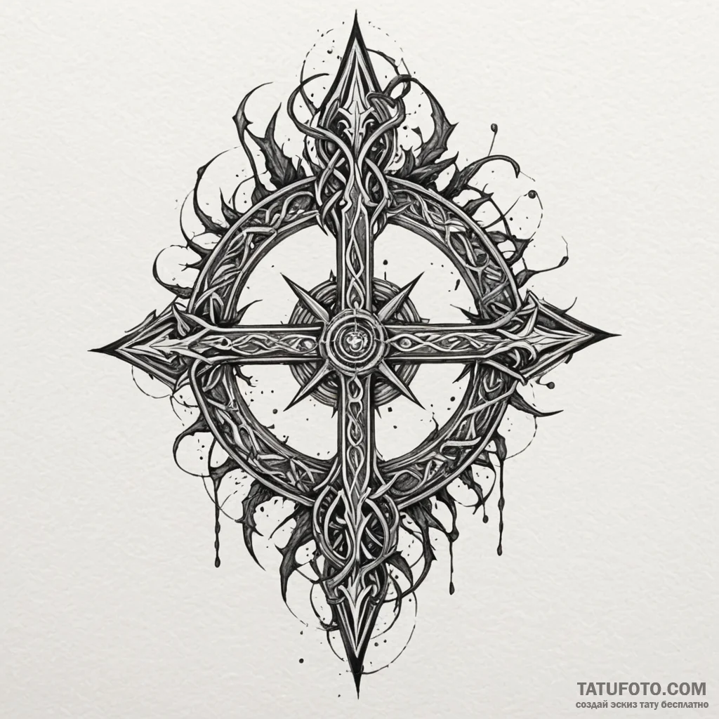 Thorn sigil burning in darkness, ink illustra... - эскиз тату (№1749950380_0, 15.06.2025 01:19) — Tatufoto.com