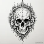 Avalanche skull buried in ice, artistic tatto… — эскиз тату (№1749950520_0, 15.06.2025 01:22) — Tatufoto.com
