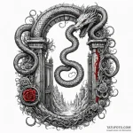 Ethereal serpent circling ancient gate, conce… — эскиз тату (№1749951213_0, 15.06.2025 01:33) — Tatufoto.com