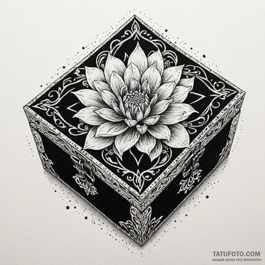 Velvet jewelry box, slightly ajar, with a sof... - эскиз тату (№1749951357_0, 15.06.2025 01:35) — Tatufoto.com