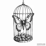 Moth cocoon within iron cage, concept art for… — эскиз тату (№1749951426_0, 15.06.2025 01:37) — Tatufoto.com