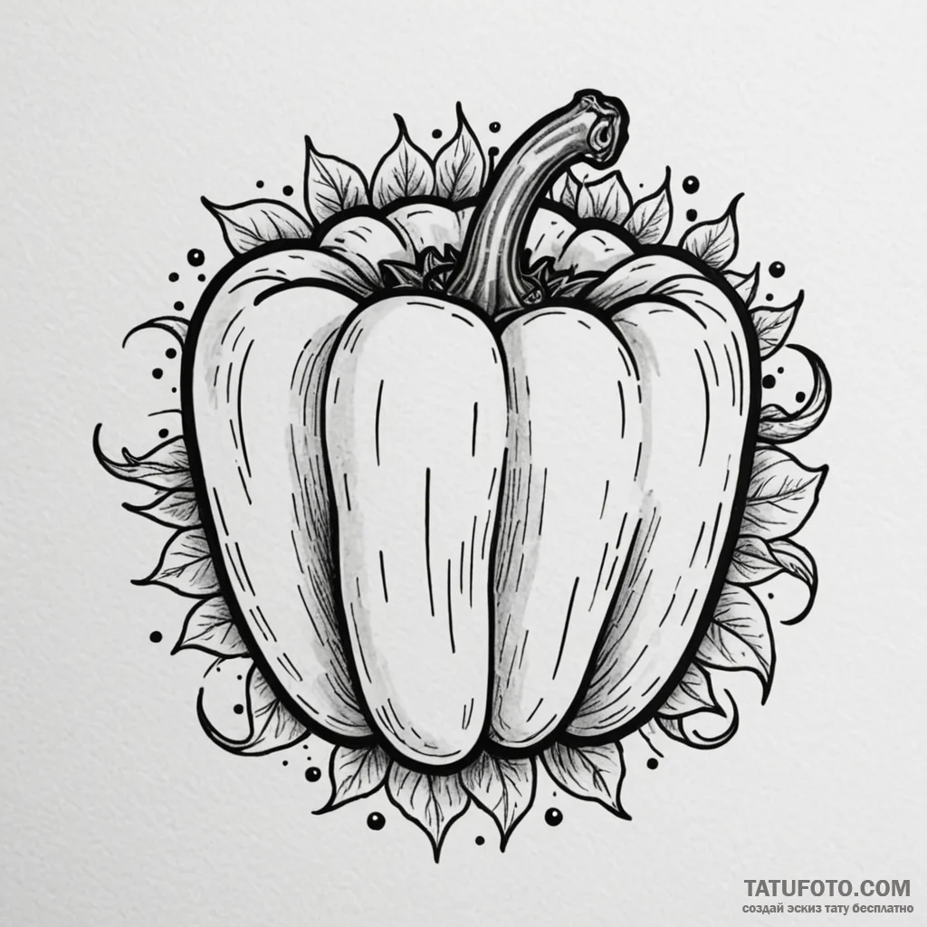 A classic bell pepper, vibrant,, tattoo drawi... - эскиз тату (№1749951844_0, 15.06.2025 01:44) — Tatufoto.com