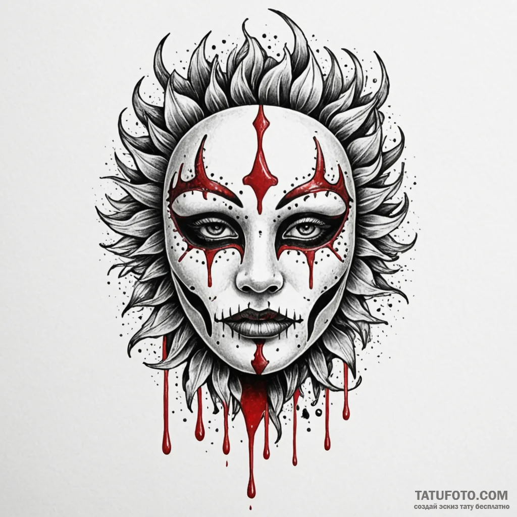 Bone mask crying blood, tattoo sketch design,... - эскиз тату (№1749952267_0, 15.06.2025 01:51) — Tatufoto.com