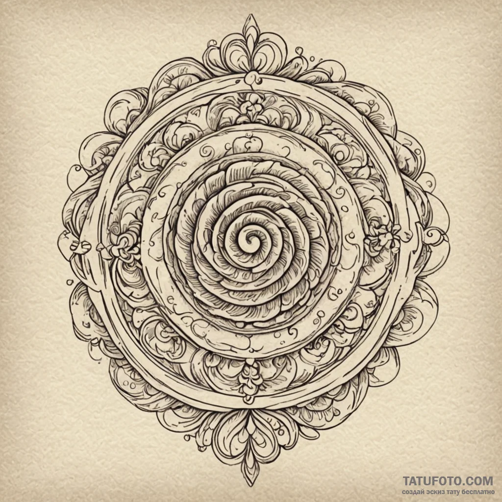 Baroque key unlocking a swirling vortex, tatt... - эскиз тату (№1749953742_0, 15.06.2025 02:15) — Tatufoto.com