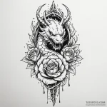 Dagger trapped in frozen rose, ink illustrati… — эскиз тату (№1749954082_0, 15.06.2025 02:21) — Tatufoto.com