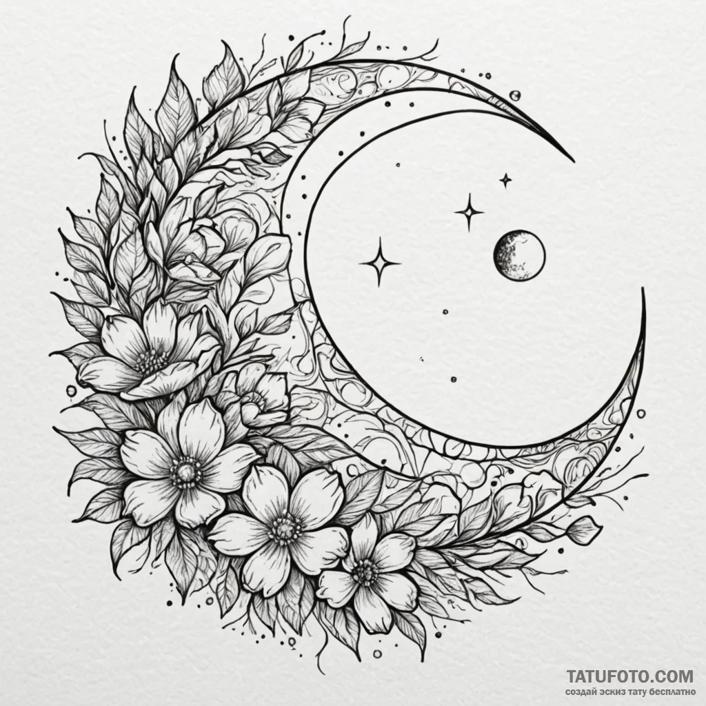 Quartz blossom beneath shattered moon, artist... - эскиз тату (№1749955571_0, 15.06.2025 02:46) — Tatufoto.com