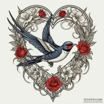 Swallow carrying a love letter in its beak, a… — эскиз тату (№1749955711_0, 15.06.2025 02:48) — Tatufoto.com