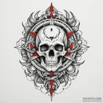 Arcane skull surrounded by glyphs, tattoo lin… — эскиз тату (№1749955919_0, 15.06.2025 02:51) — Tatufoto.com