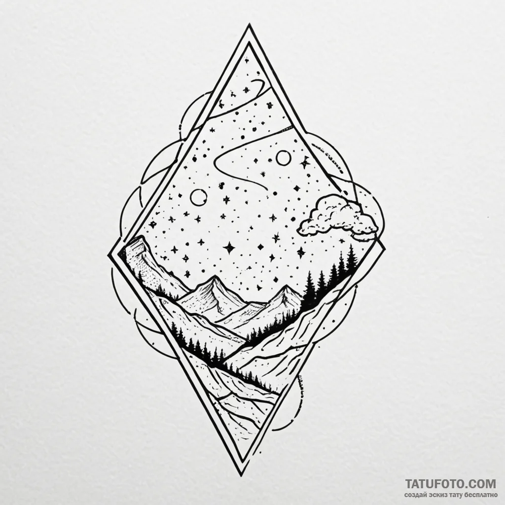 Milky way, ink illustration for tattoo, black... - эскиз тату (№1749959540_0, 15.06.2025 03:52) — Tatufoto.com