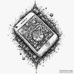 A detailed broken phone on ground, dropped,,… — эскиз тату (№1749960089_0, 15.06.2025 04:01) — Tatufoto.com