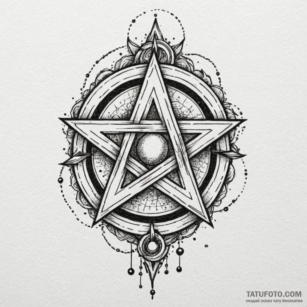 Pentacle, concept art for tattoo, on a clean... - эскиз тату (№1749962817_0, 15.06.2025 04:46) — Tatufoto.com
