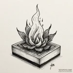 Matchbox with ‘light my fire’ label, ink illu… — эскиз тату (№1749963092_0, 15.06.2025 04:51) — Tatufoto.com