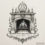 Fireplace with a warm, roaring fire, tattoo s… — эскиз тату (№1749963713_0, 15.06.2025 05:01) — Tatufoto.com