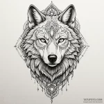 Astral wolf with mirrored fur, tattoo line ar… — эскиз тату (№1749965389_0, 15.06.2025 05:29) — Tatufoto.com