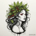 Forest nymph with hair made of moss and leave… — эскиз тату (№1749965596_0, 15.06.2025 05:33) — Tatufoto.com