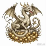 Dragon guarding a hoard of gold — эскиз тату (№1749967397_0, 15.06.2025 06:03) — Tatufoto.com