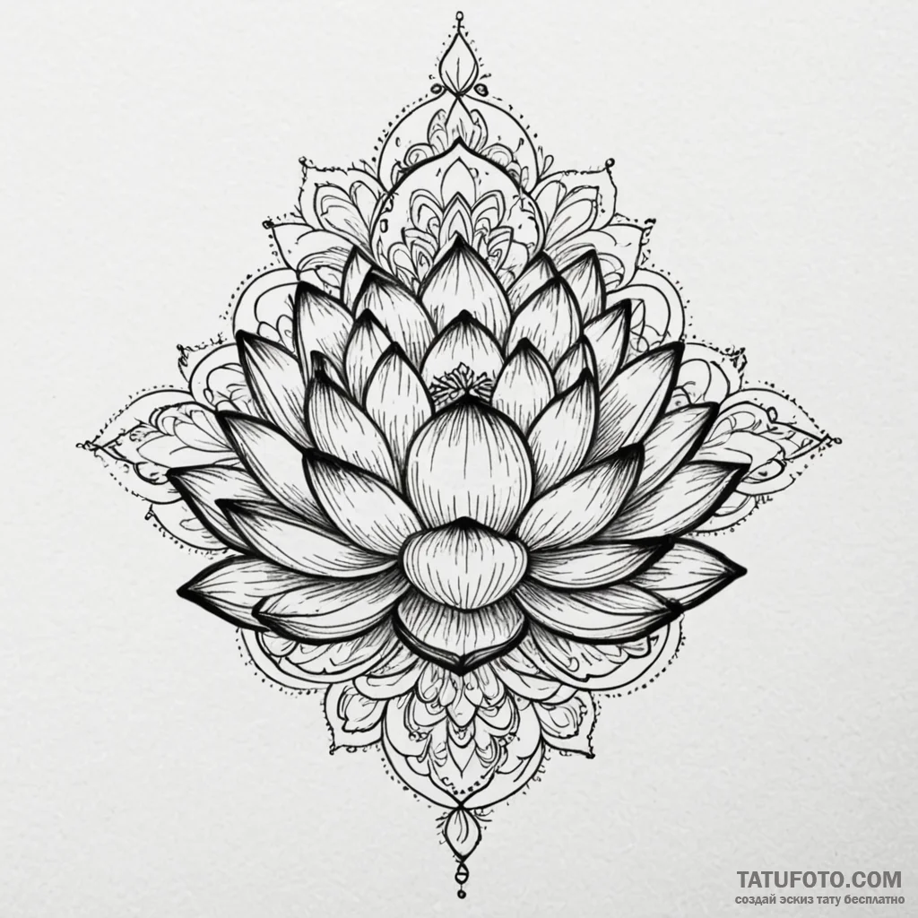 Lotus, tattoo drawing outline, rough sketchy... - эскиз тату (№1749970148_0, 15.06.2025 06:49) — Tatufoto.com