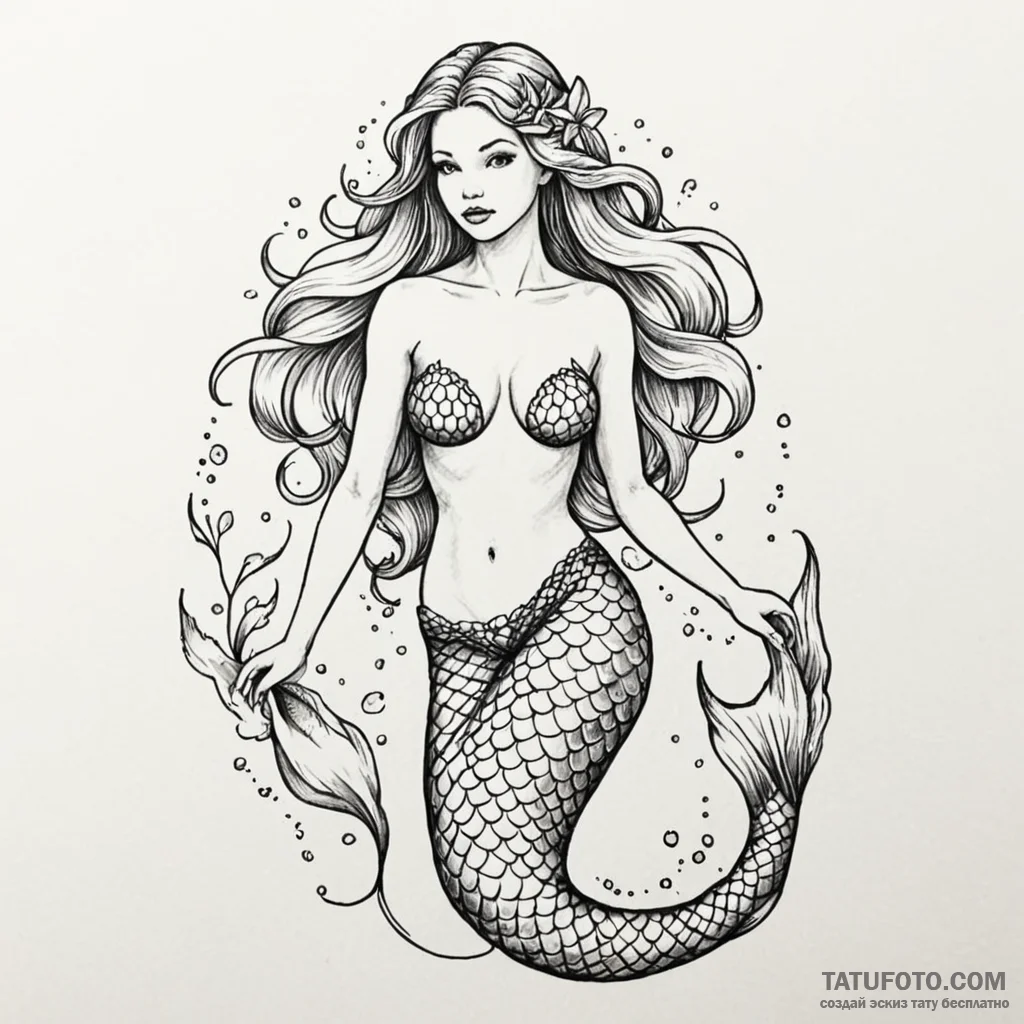 Mermaid - эскиз тату (№1749970216_0, 15.06.2025 06:50) — Tatufoto.com