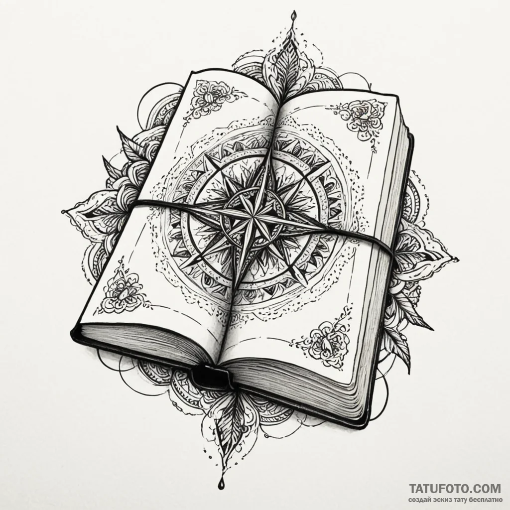Book, open to a favorite passage, with a worn... - эскиз тату (№1749970284_0, 15.06.2025 06:51) — Tatufoto.com