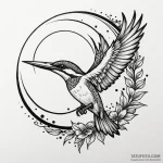 Kingfisher soaring through eclipse, tattoo li… — эскиз тату (№1749972941_0, 15.06.2025 07:35) — Tatufoto.com