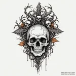 Entwined roots clutching skull, tattoo sketch… — эскиз тату (№1749975439_0, 15.06.2025 08:17) — Tatufoto.com