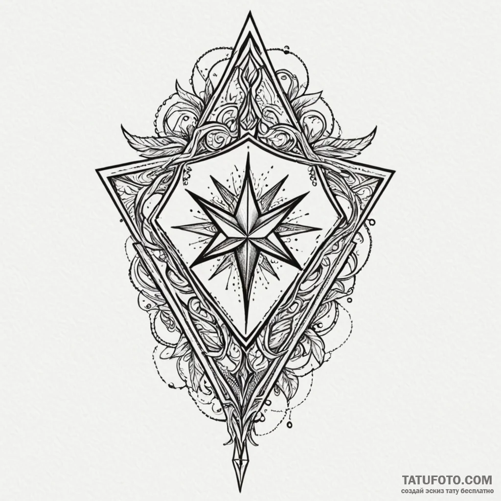 Kite shield with burning sigil, tattoo flash... - эскиз тату (№1749978180_0, 15.06.2025 09:03) — Tatufoto.com