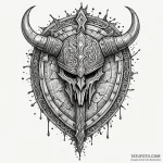 A broken viking shield, tattoo drawing outlin… — эскиз тату (№1749978455_0, 15.06.2025 09:07) — Tatufoto.com