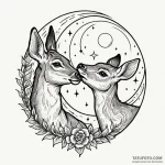 Doe and fawn touching noses under a full moon… — эскиз тату (№1749980260_0, 15.06.2025 09:37) — Tatufoto.com