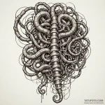 Knotted rope of intestines from a bio-mechani… — эскиз тату (№1749980331_0, 15.06.2025 09:38) — Tatufoto.com