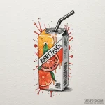 Juice box with a straw, label ‘100% vibes’, t… — эскиз тату (№1749981372_0, 15.06.2025 09:56) — Tatufoto.com