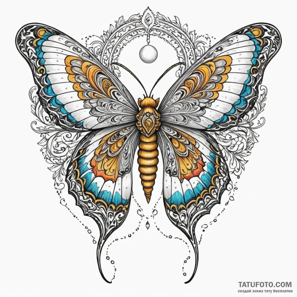 Angelic moth with lunar dust, artistic tattoo... - эскиз тату (№1749983143_0, 15.06.2025 10:25) — Tatufoto.com