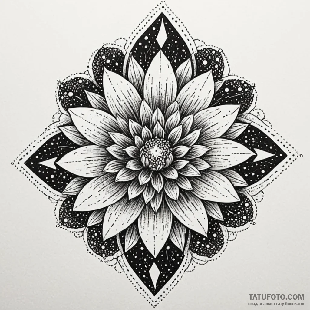 Nebula seed blooming in void, tattoo sketch d... - эскиз тату (№1749984875_0, 15.06.2025 10:54) — Tatufoto.com
