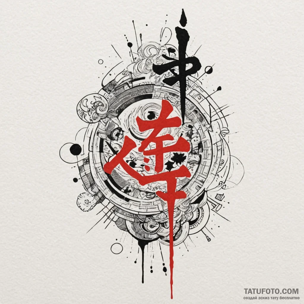 Japanese hieroglyph, concept art for tattoo,... - эскиз тату (№1749985376_0, 15.06.2025 11:02) — Tatufoto.com