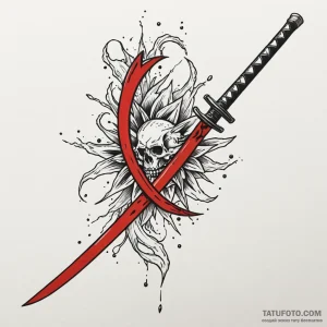 Katana through shattered mirror, tattoo flash... - эскиз тату (№1749985876_0, 15.06.2025 11:11) — Tatufoto.com
