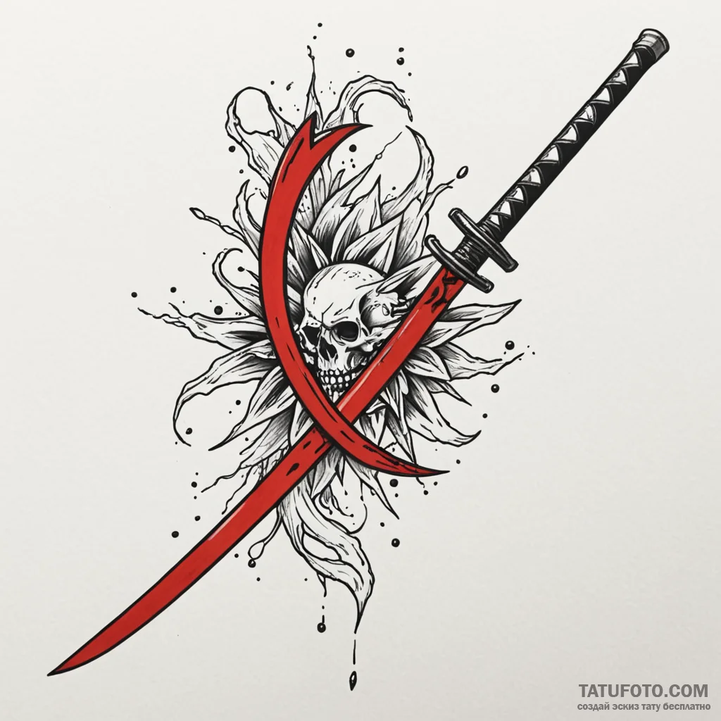 Katana through shattered mirror, tattoo flash... - эскиз тату (№1749985876_0, 15.06.2025 11:11) — Tatufoto.com