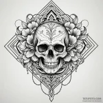 Art deco skull with geometric patterns, tatto… — эскиз тату (№1749986379_0, 15.06.2025 11:19) — Tatufoto.com